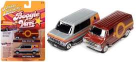 Dodge Ford - van, 2-pack 1976 silver/brown/yellow/orange - 1:64 - Johnny Lightning - SP219B - JLSP219B | The Diecast Company