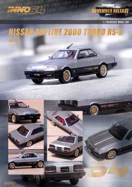 Nissan  - Skyline 2000 Turbo RS-X (DR30) silver/black/gold - 1:64 - Inno Models - IN64-R30-SLBL - in64R30SLBL | The Diecast Company