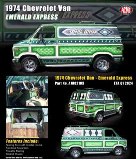 Chevrolet  - G-series Van *Emerald Express* 1974 green/white - 1:18 - Acme Diecast - 1802103 - acme1802103 | The Diecast Company