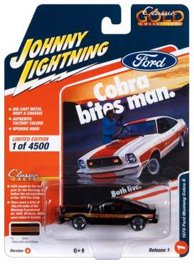Ford  - Mustang 1978 black/gold stripes - 1:64 - Johnny Lightning - SP321A - JLSP321A | The Diecast Company