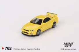 Nissan  - Skyline GT-R (R34) 1999 yellow - 1:64 - Mini GT - 00762-R - MGT00762rhd | The Diecast Company