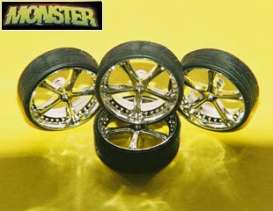 Rims & tires Wheels & tires - chrome - 1:24 - Hoppin Hydro - s0556 - hops0556 | The Diecast Company
