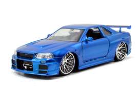 Nissan  - Skyline GTR R34 2002 blue - 1:24 - Jada Toys - 97173 - jada9397173314R00 | The Diecast Company