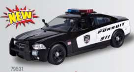 Dodge  - Charger *Police Pursuit* 2011 black/white - 1:24 - Motor Max - 79531 - mmax79531 | The Diecast Company