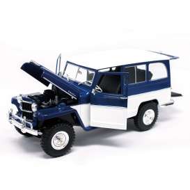 Jeep Willys - blue/white - 1:18 - Lucky Diecast - 92858bw - ldc92858bw | The Diecast Company
