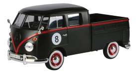 Volkswagen  - T1 pick-up matt black/red - 1:24 - Motor Max - 79562 - mmax79562 | The Diecast Company