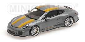 Porsche  - 911 R 2016 grey/yellow - 1:43 - Minichamps - 410066232 - mc410066232 | The Diecast Company