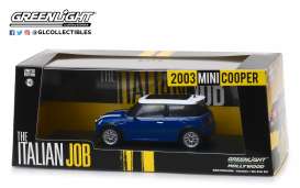 Mini  - Cooper S 2003 blue/white stripes - 1:43 - GreenLight - 86546 - gl86546 | The Diecast Company