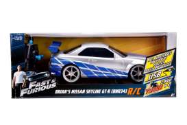 Nissan  - Skyline GT-R *Radio Control* 2002 silver/blue - 1:24 - Jada Toys - 99371 - jada253203018 | The Diecast Company