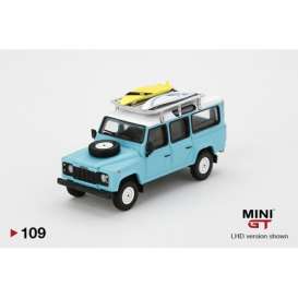 Land Rover  - Defender 110 light blue - 1:64 - Mini GT - mgt00109r - MGT00109Rhd | The Diecast Company