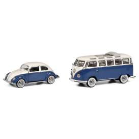 Volkswagen  - Beetle + Samba blue/white - 1:43 - Schuco - 2693 - schuco2693 | The Diecast Company