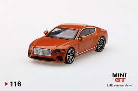 Bentley  - Continental GT orange - 1:64 - Mini GT - 00116-L - MGT00116Lhd | The Diecast Company