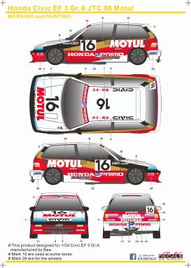 Honda Accessoires - Civic EF3  - 1:24 - S.K. Decals - 24031 - SK24031 | The Diecast Company