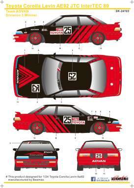 Toyota  - Corolla 1989  - 1:24 - S.K. Decals - 24103 - SK24103 | The Diecast Company