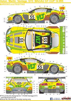Aston Martin  - Vantage GT3 2014  - 1:43 - S.K. Decals - SK43001 - SK43001 | The Diecast Company