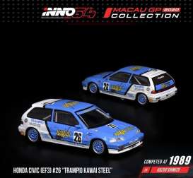 Honda  - Civic EF3 #26 1989 light blue/white - 1:64 - Inno Models - in64EF3MGP20KS - in64-EF3-MGP20KS | The Diecast Company
