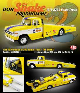 Dodge  - D300 Ramp Truck 1970 yellow/white - 1:18 - Acme Diecast - 1801908 - acme1801908 | The Diecast Company