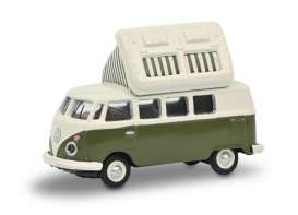 Volkswagen  - T1c Campingbus green/white - 1:87 - Schuco - 26604 - schuco26604 | The Diecast Company