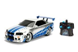 Nissan  - Skyline GT-R *Radio Control* 2002 silver/blue - 1:24 - Jada Toys - 99371 - jada99371 | The Diecast Company