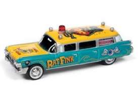 Cadillac  - Ambulance 1959 green/yellow - 1:64 - Johnny Lightning - SP143 - JLSP143 | The Diecast Company