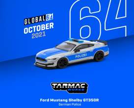 Ford  - Mustang silver/blue - 1:64 - Tarmac - T64G-011-GP - TC-T64G011GP | The Diecast Company