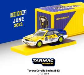 Toyota  - Corolla yellow/blue - 1:64 - Tarmac - T64-036-93JTC18 - TC-T64-036-93JTC18 | The Diecast Company