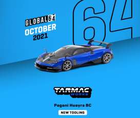 Pagani  - Huayra 2020 blue/black - 1:64 - Tarmac - T64G-TL014-BL - TC-T64GTL014BL | The Diecast Company