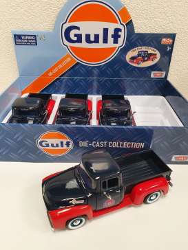 Ford  - F-100 pick-up 1956 dark blue/red - 1:24 - Motor Max - 74647D - mmax74647D | The Diecast Company