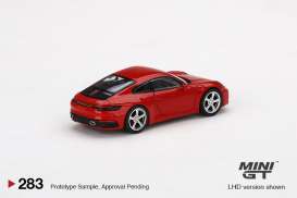 Porsche  - 911 (992) Carrera S guards red - 1:64 - Mini GT - 00283-L - MGT00283lhd | The Diecast Company