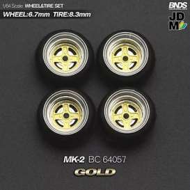 Wheels & tires Rims & tires - 2021 gold/chrome - 1:64 - Mot Hobby - BC64057 - MotBC64057 | The Diecast Company