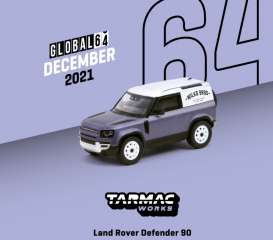 Land Rover  - Defender 90 matt blue-grey - 1:64 - Tarmac - T64G-019-BL - TC-T64G019BL | The Diecast Company