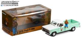 Ford  - F-100 1975 white/turquoise - 1:18 - GreenLight - 13636 - gl13636 | The Diecast Company
