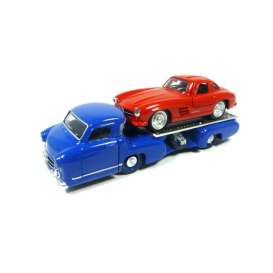 Mercedes Benz  - Renntransporter + SL 1955 blue/red - 1:64 - Norev - 311002 - nor311002 | The Diecast Company
