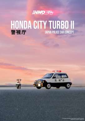 Honda  - City Turbo II & Motocompo 1984 white/black - 1:64 - Inno Models - IN64-CITYII-JPCC - in64CityII-JPCC | The Diecast Company