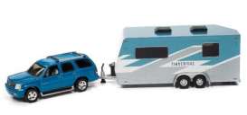 Cadillac  - Escalade with Camper Trailer 2005 blue - 1:64 - Johnny Lightning - SP201A - JLSP201A | The Diecast Company