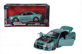 Nissan  - Skyline GT-R (BNR34) 1993 seagreen - 1:24 - Jada Toys - 32608 - jada32608 | The Diecast Company