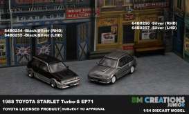 Toyota  - Starlet Turbo S EP71 1988 black/silver - 1:64 - BM Creations - 64B0255 - BM64B0255lhd | The Diecast Company