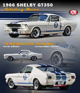 Shelby  - GT350 #7 Stirling Moss 1966 white/blue - 1:18 - Acme Diecast - 1801814 - acme1801814 | The Diecast Company