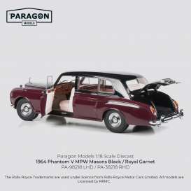 Rolls Royce  - Phantom V MPW  1964 black/royal garnet - 1:18 - Paragon - 98218 - para98218lhd | The Diecast Company