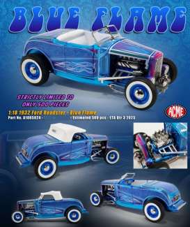 Ford  - Roadster 1932 blue/flames - 1:18 - Acme Diecast - 1805024 - acme1805024 | The Diecast Company