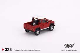 Land Rover  - Defender 90 pick-up masai red/white - 1:64 - Mini GT - 00323-L - MGT00323lhd | The Diecast Company