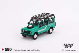 Land Rover  - Defender 110 County Wagon 1985 trident green/white - 1:64 - Mini GT - 00590-R - MGT00590rhd | The Diecast Company