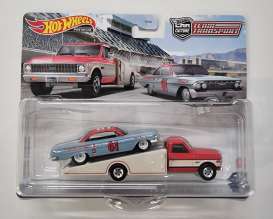 Chevrolet  - Impala & Ramp Truck set light blue/red/white - 1:64 - Hotwheels - HKF40 - hwmvHKF40 | The Diecast Company