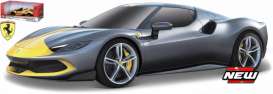 Ferrari  - 296 GTB grey/yellow - 1:18 - Bburago - 16017G - bura16017gy | The Diecast Company