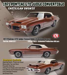 Pontiac  - GTO Judge Convertible 1971 bronze - 1:18 - Acme Diecast - 1801222 - acme1801222 | The Diecast Company