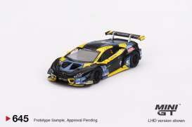 Lamborghini  - Huracan GT3 Evo 2022 black/yellow - 1:64 - Mini GT - 00645-L - MGT00645Lhd | The Diecast Company