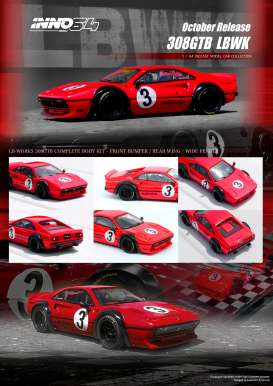 LB Works  - (Ferrari) 308 GTB 2023 red - 1:64 - Inno Models - in64-LBWK308-RED - in64-LBWK308-RED | The Diecast Company