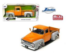 Ford  - F100 Custom 1956 orange/grey - 1:24 - Jada Toys - 34309 - jada34309ogy | The Diecast Company