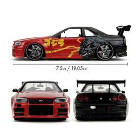 Nissan  - Skyline GTR 2002 red/black/yellow - 1:24 - Jada Toys - 253253024 - jada253253024 | The Diecast Company