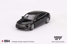 Mercedes Benz  - EQS 580 4-Matic 2024 black - 1:64 - Mini GT - 00694-L - MGT00694lhd | The Diecast Company